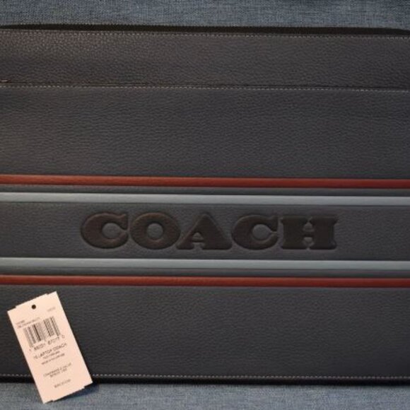 Coach Denim Blue Multi Laptop Case – Stripe Logo | NWT - Picture 3 of 5
